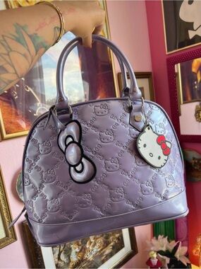 Hello Kitty Lavender Patent Dome Satchel with Bow Charm